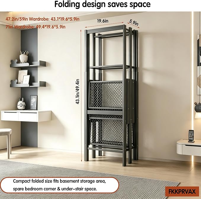 71in Heavy Duty Portable Closet with Dark Gray Cover | Foldable Covered Clothes Rack for Hanging Armoire Wardrobe Closet System Freestanding Coat Storage Garment Racks