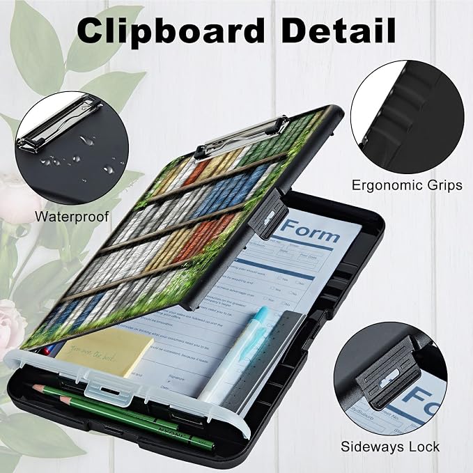 A4 Clipboard with Storage Pen Holder, Clipboards Organizer Nursing Clipboard Foldable File Folder Plastic Clipboard Folio Clip Board for Office Work Classroom Doctor, Green Books