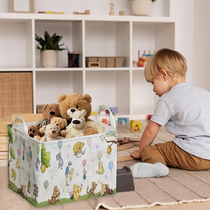 Winnie Basket,the Pooh baby Stuff,Winnie Nursery Decor Laundry Hamper With A Waterproof PECoating, Foldable, Bathroom and Bedroom SetClothes ,Toys Bin, Baby Nursery Hamper Decor