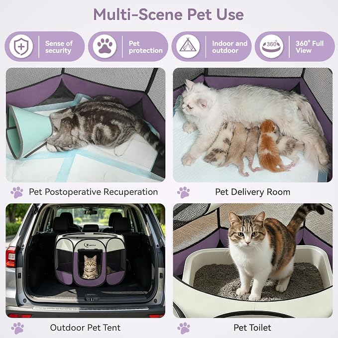 Siedihit Dog Cat Playpen, Puppy Pet Playpen Indoor for Small Dog Crate Tent Cage Outdoor, Portable Pop Up Dogs Enclosure Kennel with Carrying Case for Dogs/Cats/Rabbits