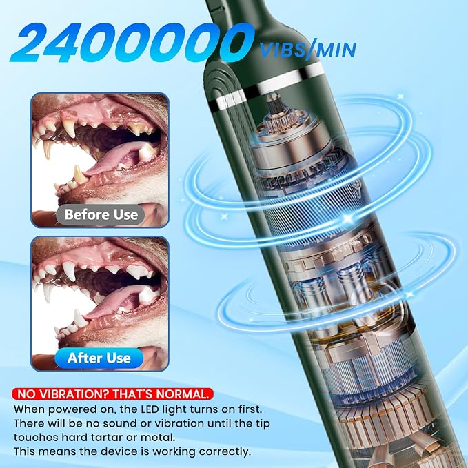 Dog Plaque Remover for Teeth,Pet Ultrasonic Tooth Cleaner,Green | dog teeth cleaning,plaque remover for teeth,dog tartar and plaque remover,plaque off for dogs,5 Mode Pet Teeth Cleaning Kit