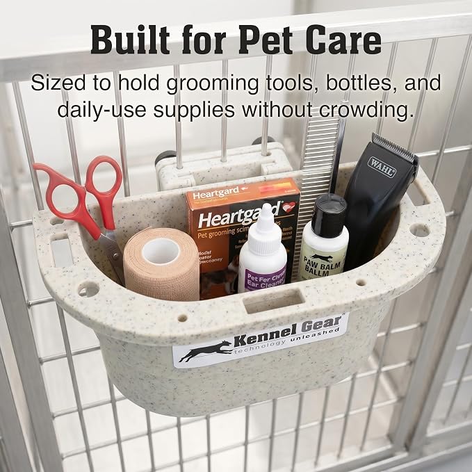 Dog Grooming Organizer with Plastic Bar Mount System - Pet Care Organizer | Durable, Space-Saving Supply Caddy, Easy to Install for Pet Care Professionals, Grooming Stations and Veterinary Clinics