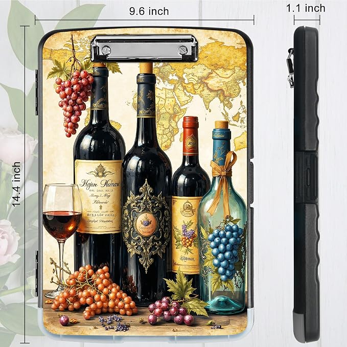 A4 Clipboard with Storage Pen Holder, Clipboards Organizer Nursing Clipboard Foldable File Folder Plastic Clipboard Folio Clip Board for Office Work Classroom Doctor, Grape Wine
