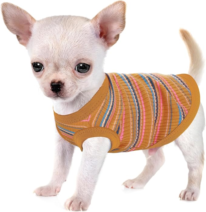 Elevate Your Pet's Comfort and Fashion: Premium 100% Cotton Rib Dog Shirt Vest for Small Breeds Like Chihuahuas, Yorkies, and Puppies .Year-Round Style with Tank-Style Puppy Attire Ginger Small