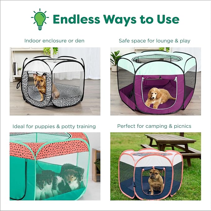 Furhaven Portable Playpen for Dogs and Cats, Pet Playground,Kennel Foldable Indoor Outdoor Zippered Puppy & Kitten Crate - Navy, Large