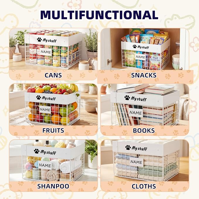 Kaiferty Indestructible X-Large Dog Toy basket, Chew-Proof Medium Toy Bin, Pet Toy Bin Dog Metal Basket for Toys, Puppy Toy Storage Organizer Blankets, Toy Box for Living Room Area (White)