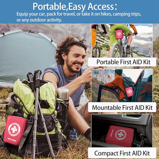 Besst Survivor Premium First Aid Kit - Waterproof Molle Medical Bag with Color-Coded Compartments, with Israeli Bandage, Rescue Blanket & CPR Mask for Home, Car, Hiking, Camping & Outdoor Emergencies
