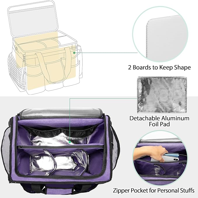 LoDrid Rolling Cleaning Caddy with Lid and Detachable Trolley, Purple | Cleaning Supplies Organizer, Cleaning Caddy Cart on Wheels with Handle and Shoulder Strap for Housekeepers