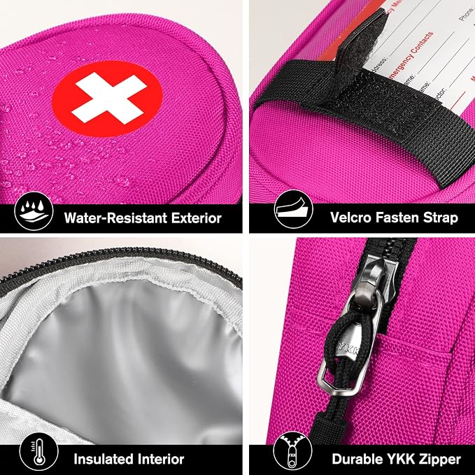 SITHON EpiPen Medical Carrying Case Insulated Medication Organizer Bag | Emergency Medical Travel Pouch Holds 2 EpiPens, Asthma Inhaler, Anti-Histamine, Auvi-Q, Allergy Medicine Essentials