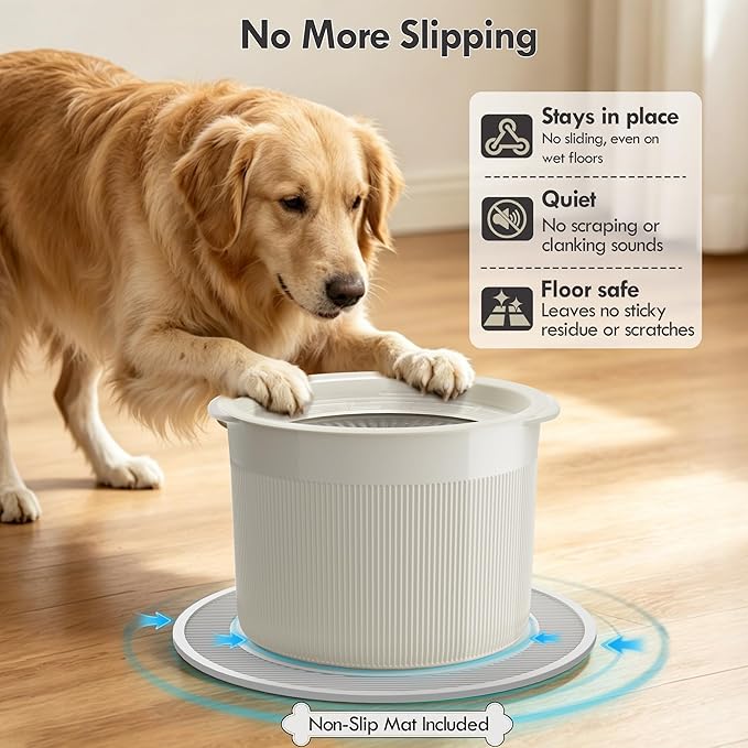 No Spill Ceramic Dog Water Bowl, Large Capacity Slow Drinking Bowl with Floating Disk & Filter, Heavy Duty Anti-Slip Bowl for Small to Medium Dogs, Cats & Multi-Pet Homes Indoor Outdoor