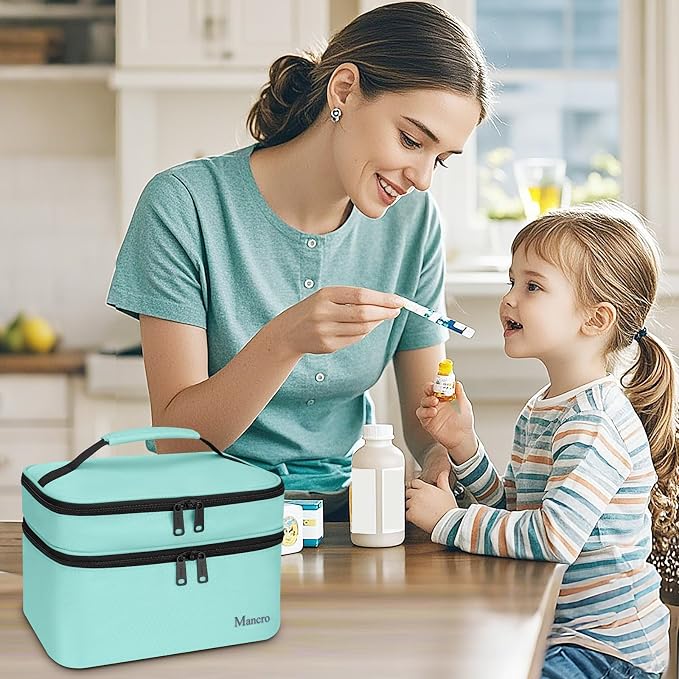 Mancro Dual Layers Medicine Organizer Bag with Lockable Zipper | Pill Bottle Organizer Storage, Medication Bag for Pills, Vitamins, Medical Supplies for Home Storage, College Medicine Kit