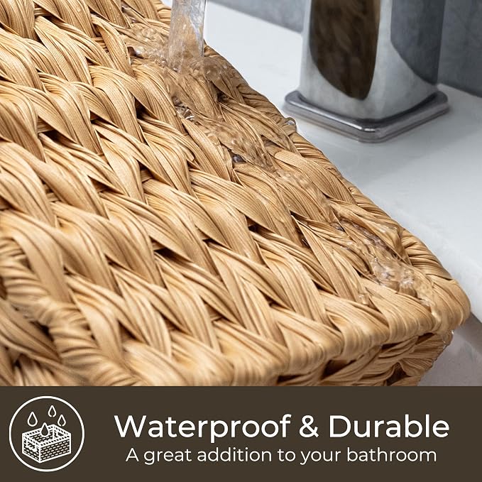 GRANNY SAYS Wicker Storage Basket for Shelves, Large Wicker Basket | Wicker Storage Baskets for Pantry, Open Front Basket for Shelves, Kitchen Storage Baskets, Decorative Basket for Home Decor