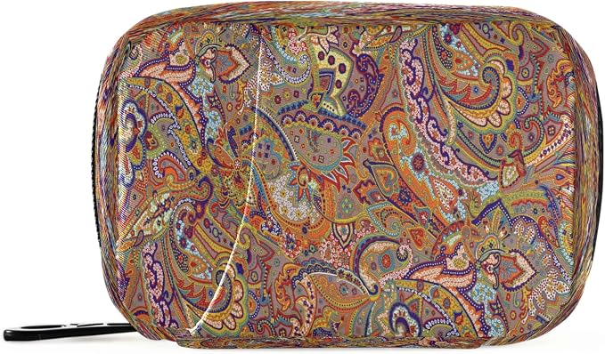 Naanle Vintage Paisley Flower Pill Box 7 Day Pill Case Travel Pill Organizer Bag with Zipper Portable Weekly Case Compact Size for Vitamin Supplement Holder
