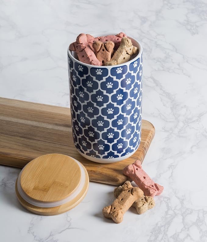 Bone Dry Lattice Collection Pet Bowl & Canister,Nautical Blue, Treat Canister, 4 x 6.5 in (Pack of 6)