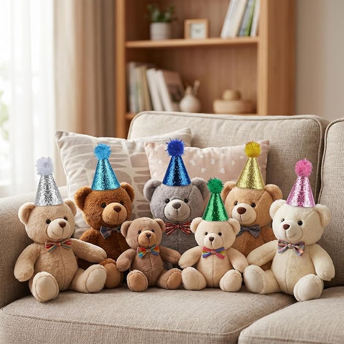 10 Pack Mini Dog Birthday Hats, Mini Party Hats for Small Dog & Cat, Small Party Hats for Stuffed Animals, Adjustable Tiny Pet Hats with Sequins for Birthday, Holiday & Costume Events