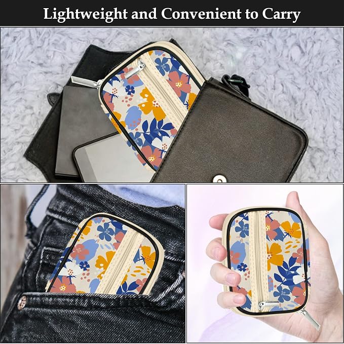 Serfeymi Weekly Travel Pill Organizer Pill Case for Purse with Removable 7 Day Pill Box, Fashionable Travel Medicine Organizer Pill Container for Medicine, Vitamin, Supplement - Bloom 02