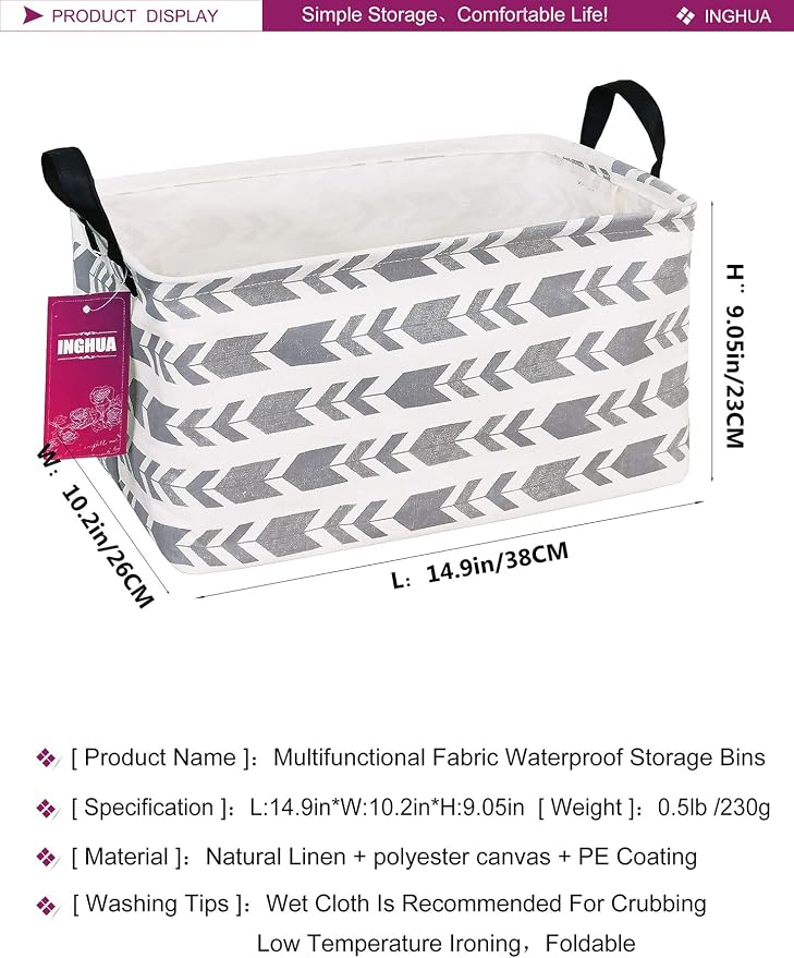 Rectangular Arrow Storage Basket | Gifts Bag for Toys,Books,Clothes,Gifts,Pets-Perfect for Home,Office,Nursery,Dorm,Shelf