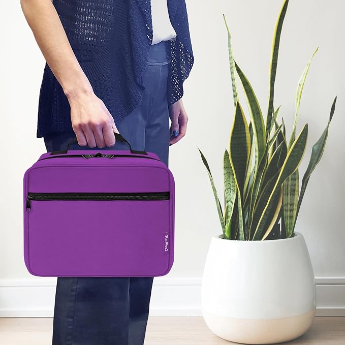 Large Pill Bottle Organizer & Medicine Bag for Travel, Purple | Prescription bottle organizer with 10 bottle pockets and padded storage for medication bottles, supplements, vitamins