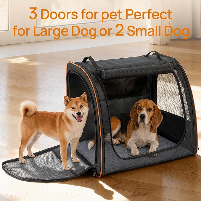 Dog Car Seat, Enclosed Carrier for Pets Travel Safety Dog Crate Soft-Sided Covered Car Kennel Carrier for Backseat for Medium Dogs