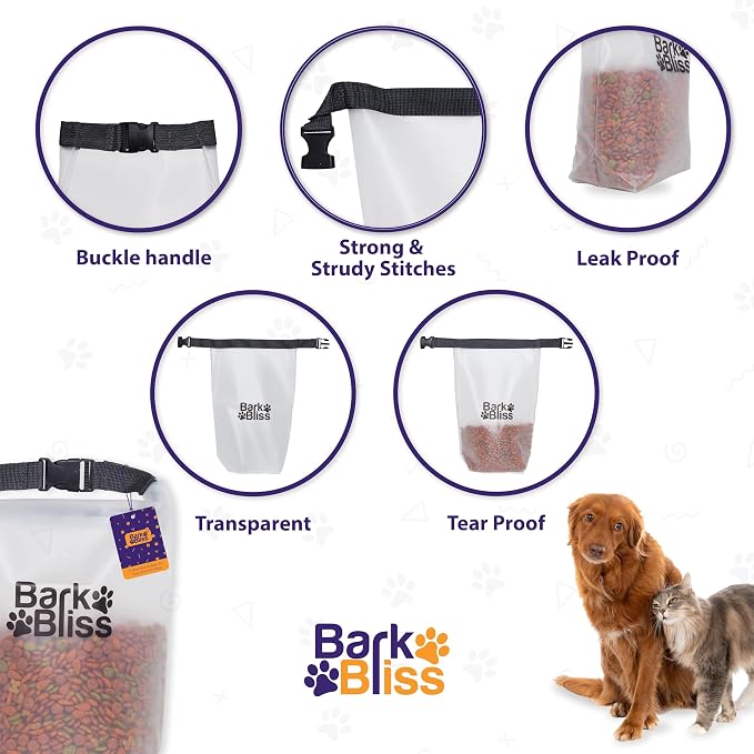 25-Cup Dog Food Travel Bag, Large Portable Container, Leak Proof, Water Resistant, Hook & Loop, Flat Base, Collapsible, Hold 6.6lbs of Kibble, Camping/Travel