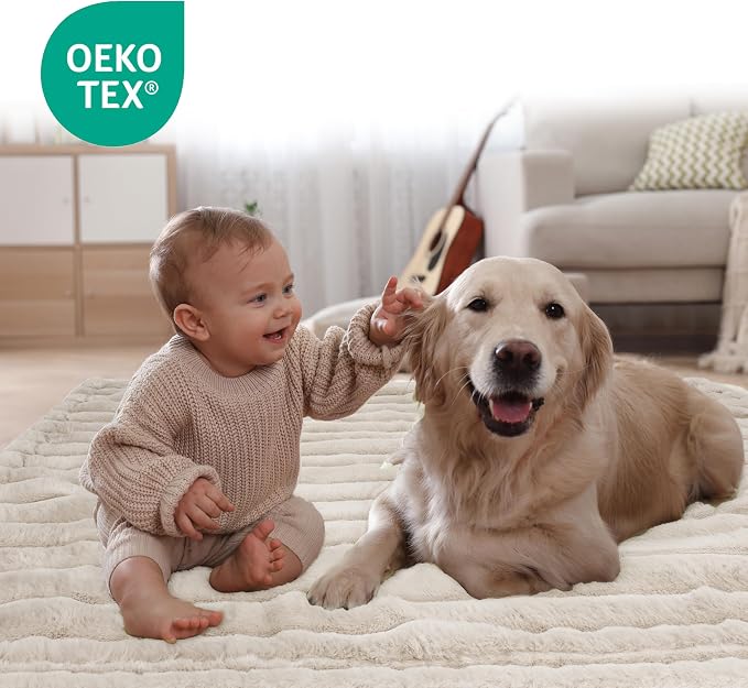 Waterproof Pet Blanket for Large Dogs & Cats - Reversible Calming Plush, Washable Furniture Cover for Couch, Bed, Car Seat, Blocks Leaks, Stains & Pet Fur (Cream, 30"x40")