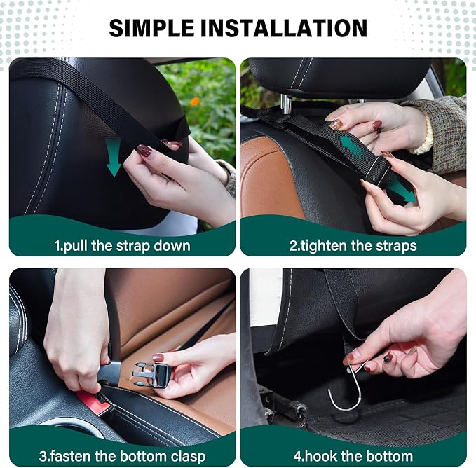 1 Pack Back Seat Car Organizer with Storage Pockets Kick Mats Back Seat Protector Hanging Car Organizer Automotive Seat Back Cover Organizers Autumn Sunflower and Cute Rabbit
