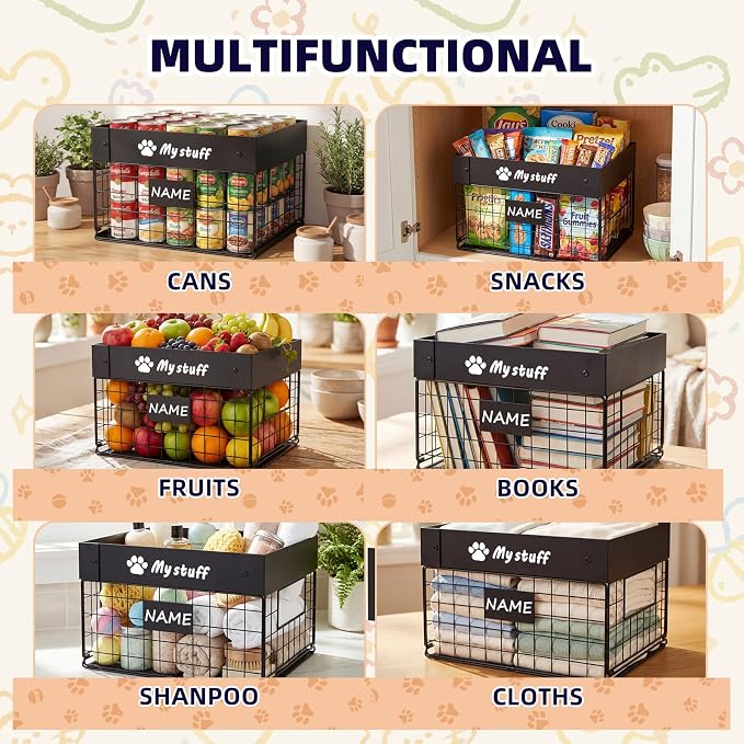Kaiferty Indestructible Large Dog Toy basket, Chew-Proof Medium Toy Bin for Dogs, Pet Toy Bin Dog Metal Basket for Toys, Puppy Toy Storage Organizer Blankets, Toy Box for Living Room Area (Black)