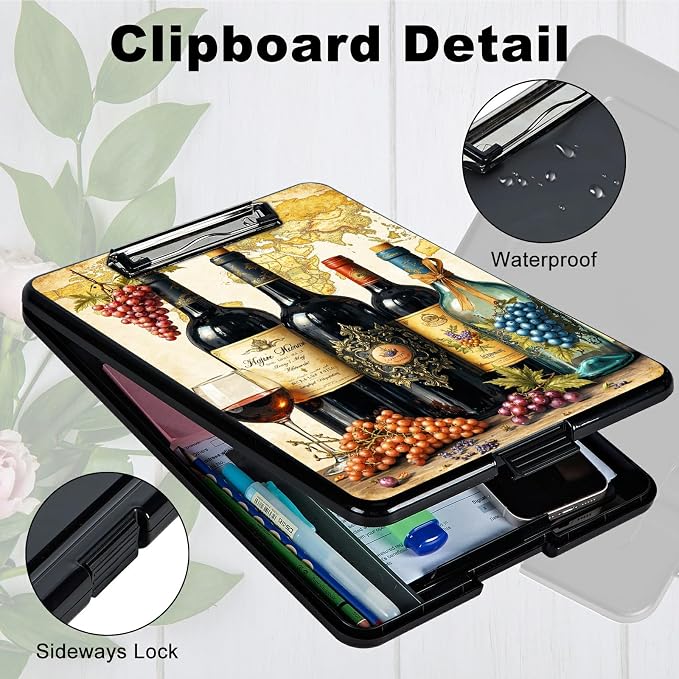 Heavy Duty Storage Clipboard, Slim Nursing Clipboard with Internal Pen Case, Portable File Organizer Case for A4 Letter Size Paper Office Medical Professionals, Grape Wine