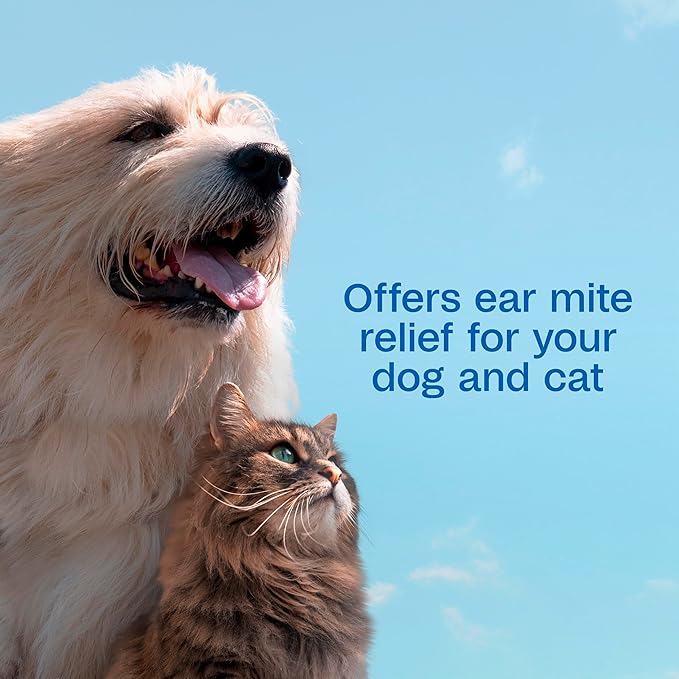 ADAMS Ear Mite Treatment for Dogs, Cats, Puppies & Kittens, Kills Ear Mites On Contact, Ear Drop Relief for Dogs and Cats Suffering from Ear Mites, Soothing Aloe and Lanolin Formula, 0.5 Fl oz