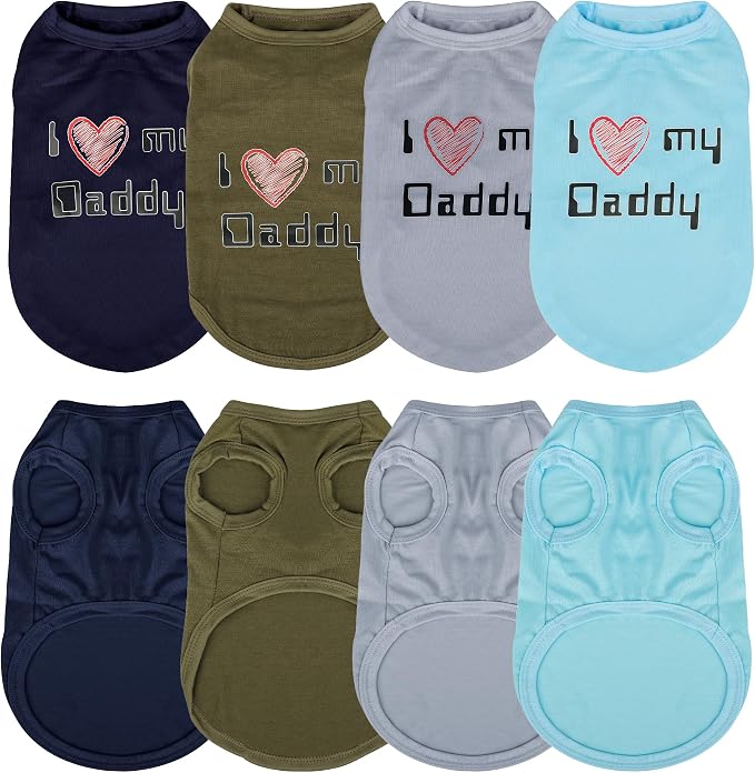Expressive Pet Vest: 4PCS Sleeveless Dog Shirt with 'I Love My Daddy' Slogan, Ideal for Chihuahuas, Poodles, Yorkies, and More - Adorable Design, Ultimate Comfort, Easy Maintenance! X-Large