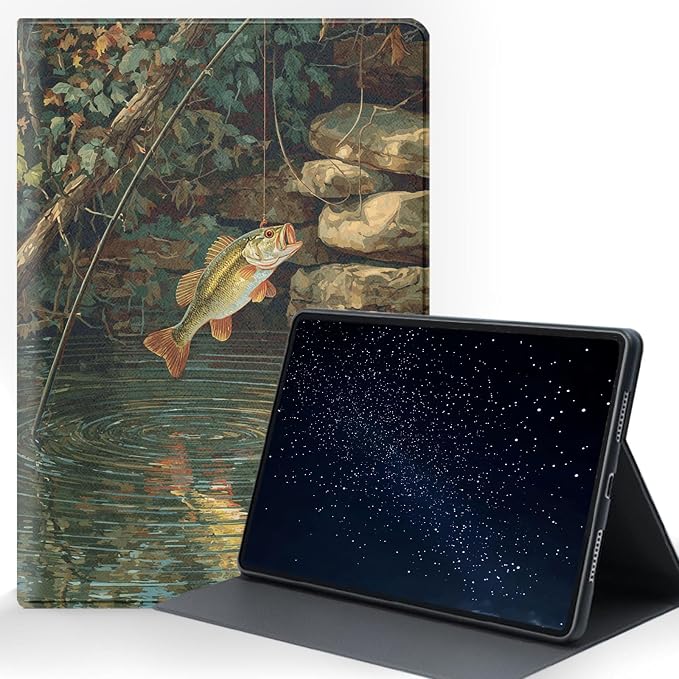 for Samsung Galaxy Tab A8 10.5 Inch 2022 (SM-X200/X205/X207) Tablet Protective Cover with Adjustable Stand and Magnetic Auto Wake/Sleep,Fishing