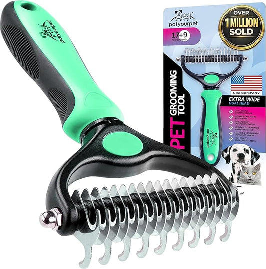 Pat Your Pet Deshedding Dog Brush For Shedding – Cat Brushes For Indoor Cats, Double-Sided Cat Brush Deshedding & Grooming Tool For Long Haired And Short Haired Dogs, Skin-Friendly