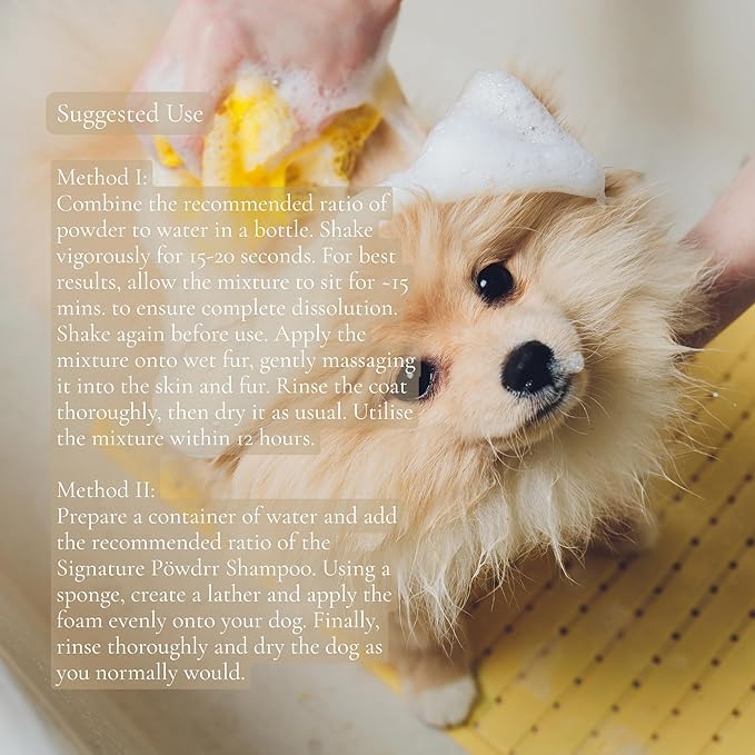 Unscented Water-Activated Shampoo, Powder Shampoo for Dogs, Regular Skin & Coat, 3.5 oz with Bamboo Spoon