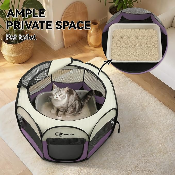 Siedihit Dog Cat Playpen, Puppy Pet Playpen Indoor for Small Dog Crate Tent Cage Outdoor, Portable Pop Up Dogs Enclosure Kennel with Carrying Case for Dogs/Cats/Rabbits