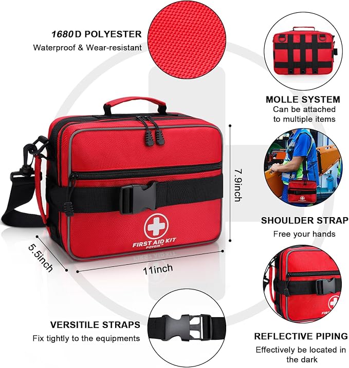 Poygik Premium 420-Piece Large First Aid Kit for Home, Car, Camping | Well-Organized, Portable Emergency Medical Kits for Travel, Truck, Hiking, Sports, Office, Businesses & Outdoor Emergencies