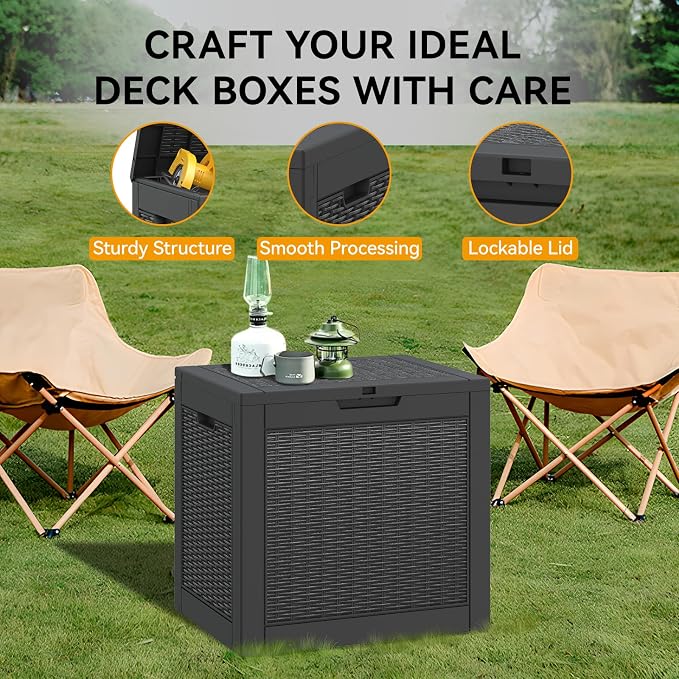 31 Gallon Outdoor Storage Box 2 Pack All-Weather Deck Box for Patio Furniture, Package Deliveries, Garden Tools, Pool Supplies & Cushions, Black