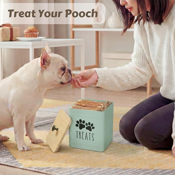 PERFNIQUE Dog Treat Container, Airtight Dog Treat Jar, Dog Cookie Jar for kitchen Counter, Pet Treat Container, Dog Food Storage, Treat Jars for Pets, Cat Treat Container, 8.2x6.2 (Mint)
