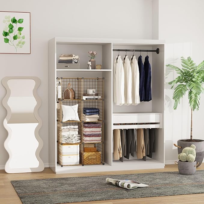 C&AHOME Wire Cube Storage, 8 - Cube Organizer Metal C Grids Units, Brown | Modular Shelves Units, Closet Organizer, Storage Bins Shelving, Ideal for Home, Office, Living Room