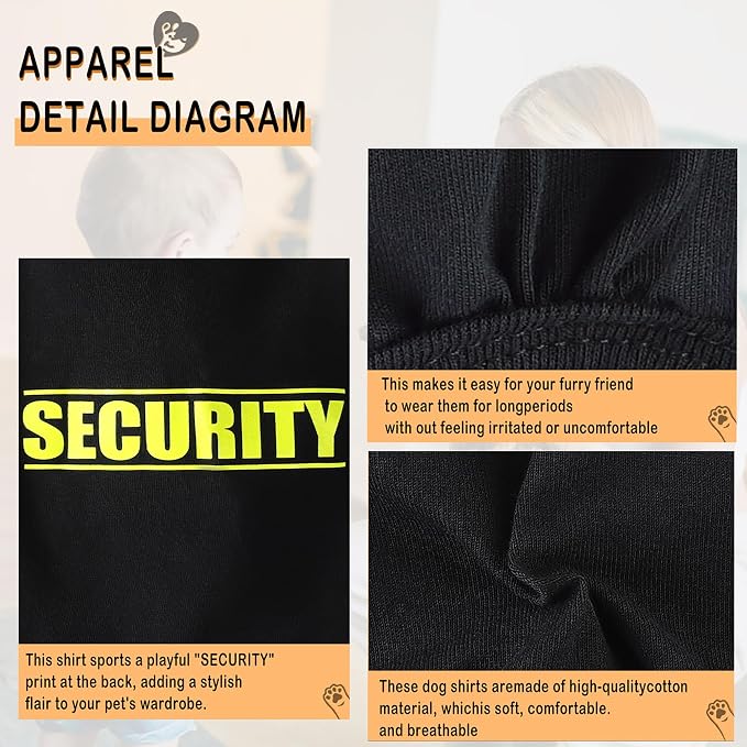 Discover Cozy Cotton Canine Wear: Soft, Lightweight, and Breathable Dog Shirt Vest with Eye-Catching Graphics(Security), Keeping Your Furry Friend Warm and Comfy! Red M