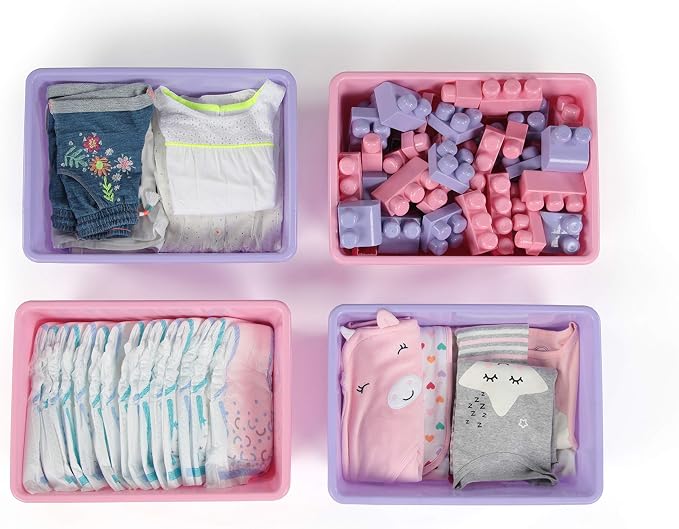 Humble Crew Plastic Storage Bins for Kids, Large Removable Toy Organizer | BPA-free, lightweight, fits cubbies and bookshelves, compatible with most toddler shelving for playroom, bedroom, or nursery