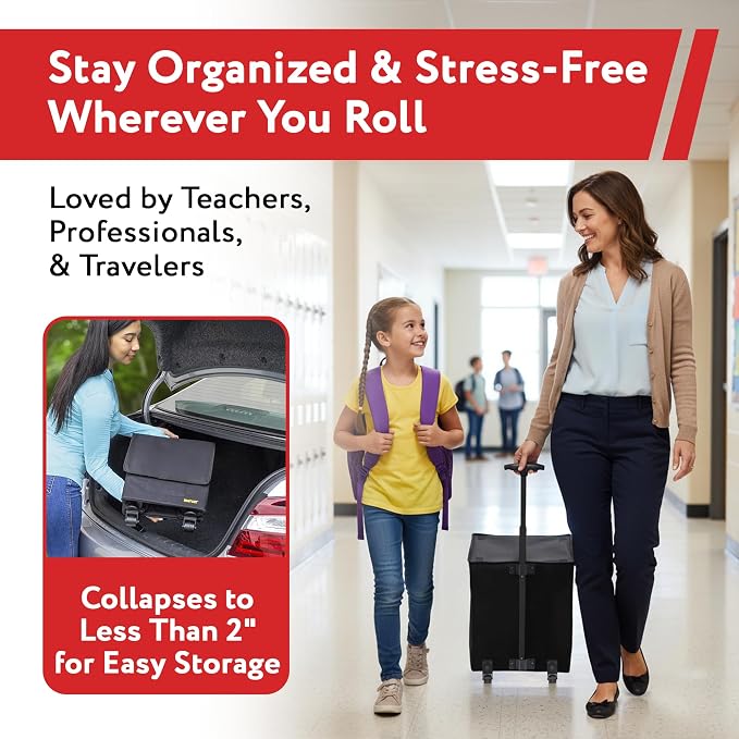 dbest products Smart Cart Rolling Multipurpose Collapsible Basket Scrapbooking Blackout