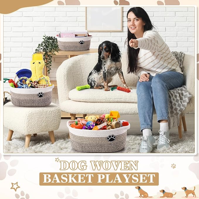 Zopeal Dog Toy Gift Basket Set for Puppy Birthday, Khaki