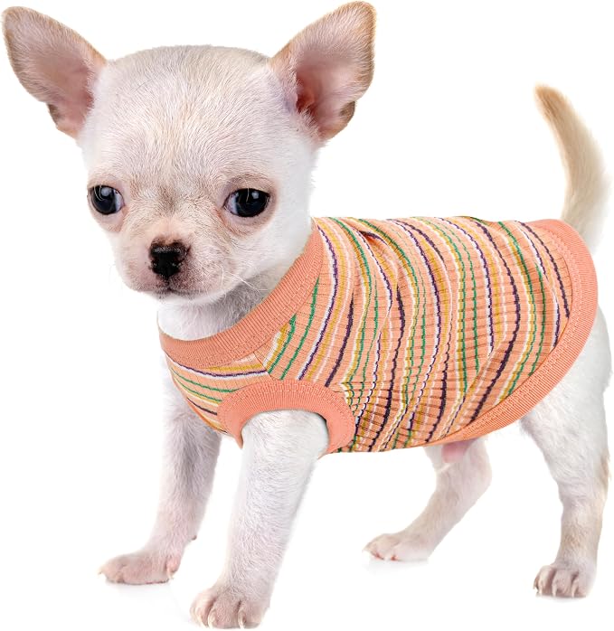 Elevate Your Pet's Comfort and Fashion: Premium 100% Cotton Rib Dog Shirt Vest for Small Breeds Like Chihuahuas, Yorkies, and Puppies .Year-Round Style Tank-Style Puppy Attire Orange X-Small