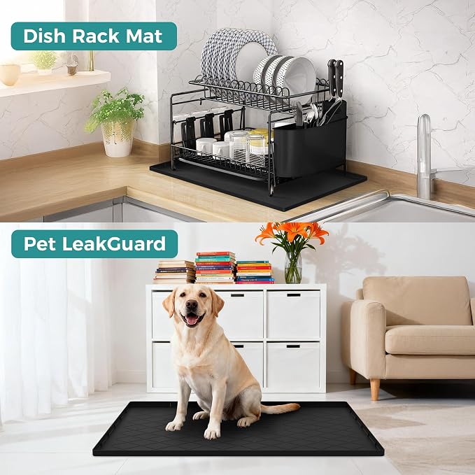 URMONA 31" x 22" Waterproof Silicone Mat in Multiple Sizes & Colors, Under Sink Mat for Kitchen & Bathroom, Pet Food Pad for Dogs & Cats, Kitchen Cabinet Liner, Multi-Purpose for Storage(Beige)