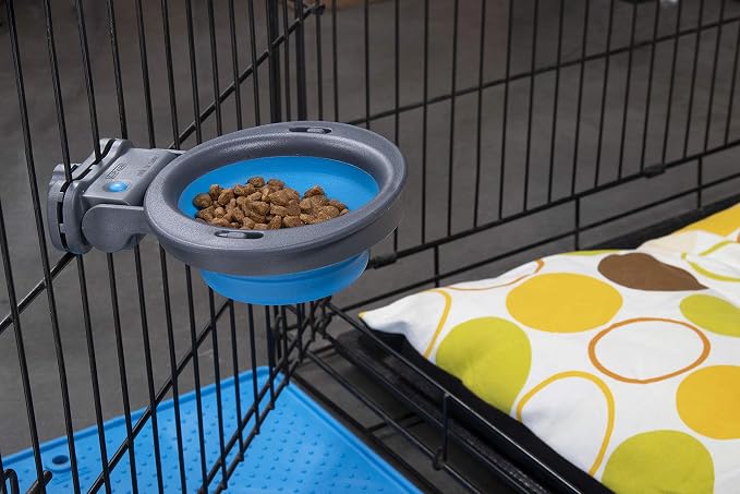 Dexas Popware for Pets Collapsible Kennel Bowl, PW275432429, Light Gray, Regtangular