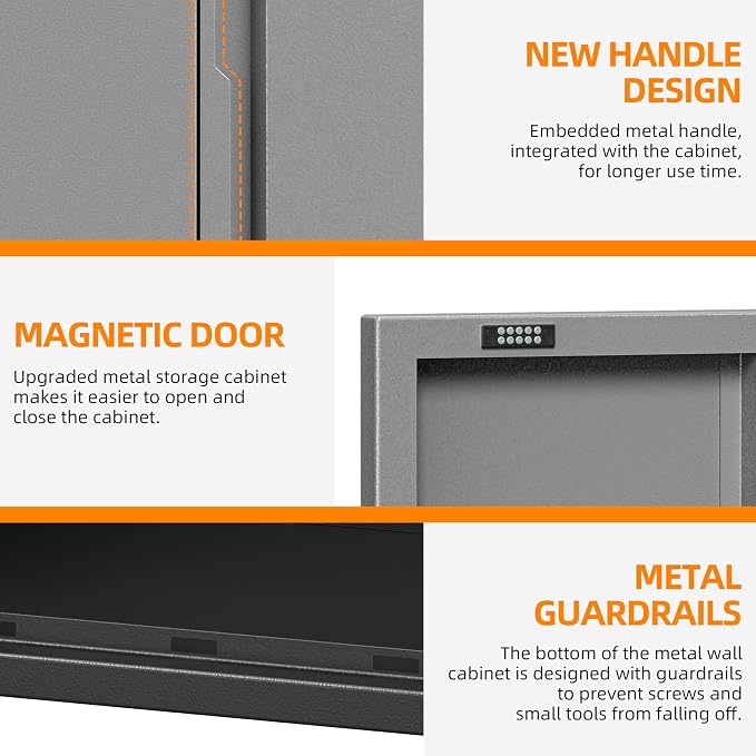 Garage Wall Cabinet with 2 Doors, Metal Wall Cabinet with Lock | 26''H Wall Mounted Cabinet, Lockable Floating Tool Cabinet, Steel Storage Cabinet for Kitchen,Office,Garage,Laundry,Warehouse