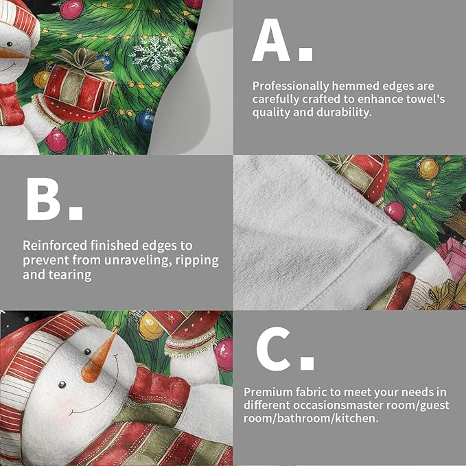 Giwawa Winter Snowman Hand Towels Set of 2 Xmas Tree Fingertip Face Towel Holiday Decorative Absorbent Dish Towels for Bathroom Kitchen Hotel Spa