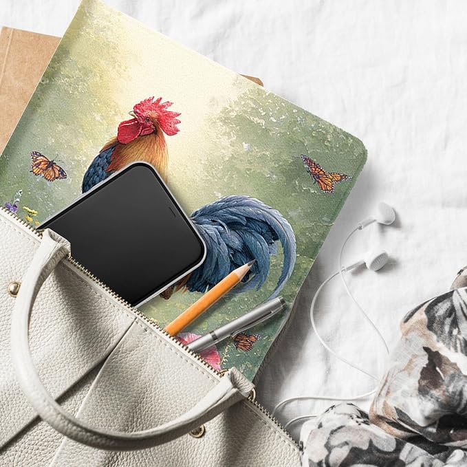 for Microsoft Surface Pro X/Pro X Plus-13 2019/2020/2021/2024 Tablet Case,Auto Wake/Sleep,Adjustable Stand Protective Cover - Rooster Flower Butterfly