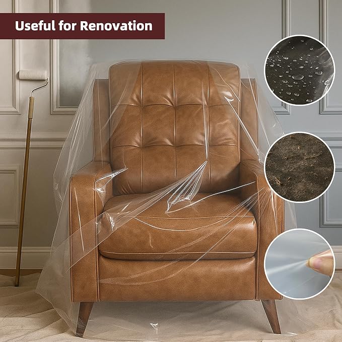Yotelab Plastic Chair Cover for Moving and Storage, 42Wx34Dx65H/48H Inch | Open, No Seal, Clear Moving Bags for Recliner, Armchair, Patio Chair, or Other Bulky Furniture