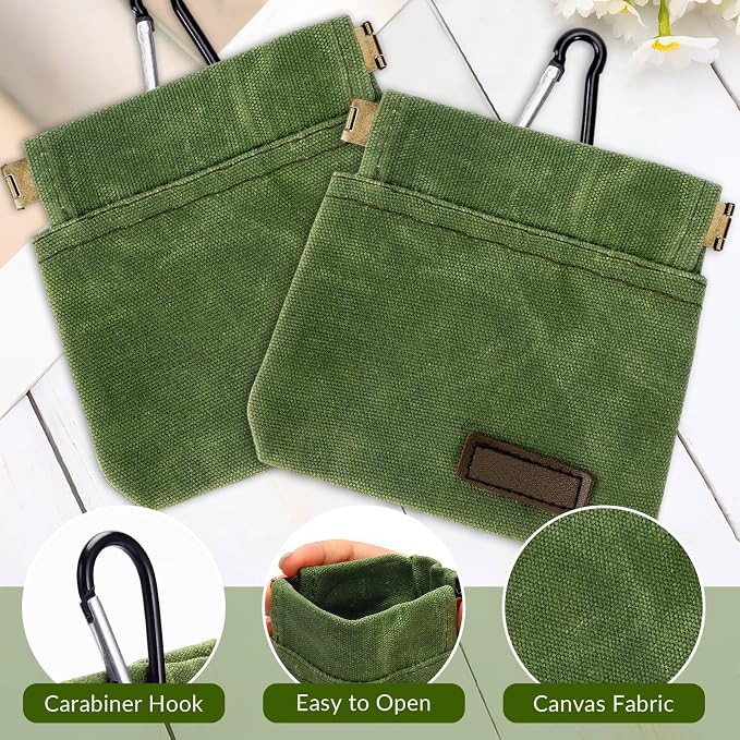 Dog Treat Pouch, Portable Auto Closing Dog Training Treat Bag with Carabiner, Hands Free Pocket Sized Snack Reward Pouch for Puppy Walking Travel Outdoor Use, Green